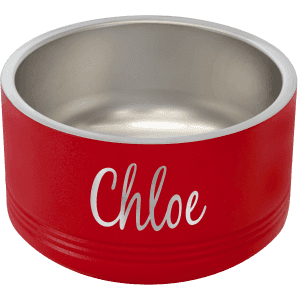 Red 12 oz. Polar Camel Powder Coated Stainless Steel Pet Bowl