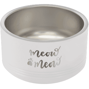 White 12 oz. Polar Camel Powder Coated Stainless Steel Pet Bowl
