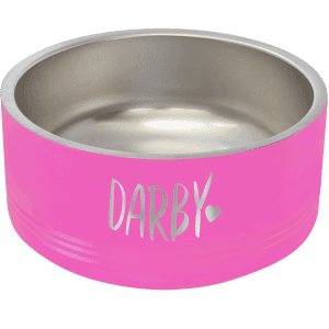 Pink 32 oz. Polar Camel Powder Coated Stainless Steel Pet Bowl