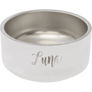 White 32 oz. Polar Camel Powder Coated Stainless Steel Pet Bowl