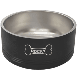 Black 64 oz. Polar Camel Powder Coated Stainless Steel Pet Bowl