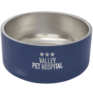 Navy Blue 64 oz. Polar Camel Powder Coated Stainless Steel Pet Bowl