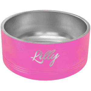 Pink 64 oz. Polar Camel Powder Coated Stainless Steel Pet Bowl