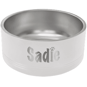 White 64 oz. Polar Camel Powder Coated Stainless Steel Pet Bowl