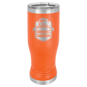 Orange 14 oz. Polar Camel Pilsner with Clear Standard Lid
