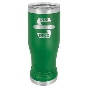 Green 14 oz. Polar Camel Pilsner with Clear Standard Lid