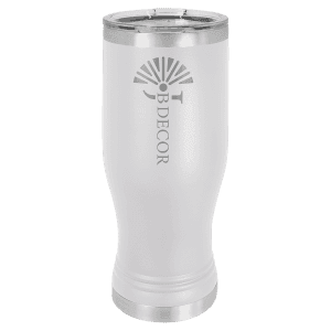 White 20 oz. Polar Camel Pilsner with Clear Standard Lid