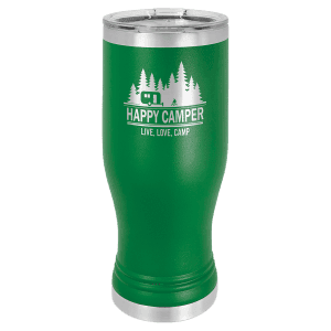 Green 20 oz. Polar Camel Pilsner with Clear Standard Lid
