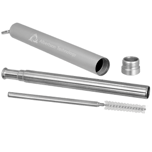 9 1/4" Collapsible Metal Straw, Case, and Cleaning Brush