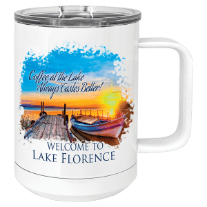 White 15 oz. Polar Camel Full Color Coffee Mug with Slider Lid