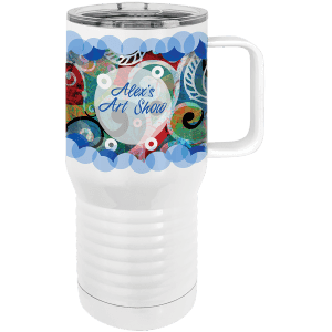 White 20 oz. Polar Camel Full Color Travel Mug with Slider Lid