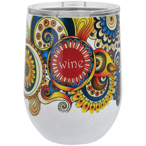 White 12 oz. Polar Camel Full Color Stemless Wine Tumbler