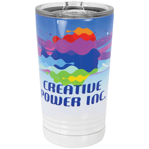 White 16 oz. Polar Camel Full Color Pint with Slider Lid