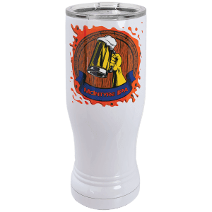 White 14 oz. Polar Camel Full Color Pilsner with Clear Standard Lid