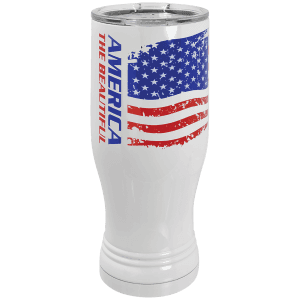 White 20 oz. Polar Camel Full Color Pilsner with Clear Standard Lid