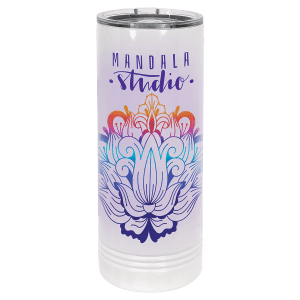 White 22 oz. Polar Camel Full Color Skinny Tumbler with Slider Lid