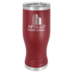 Maroon 20 oz Polar Camel Pilsner with Clear Standard Lid
