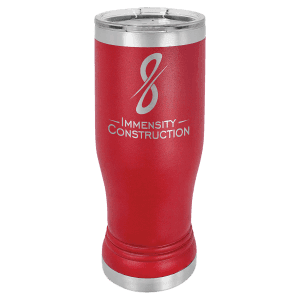 Red 14 oz. Polar Camel Pilsner with Clear Standard Lid