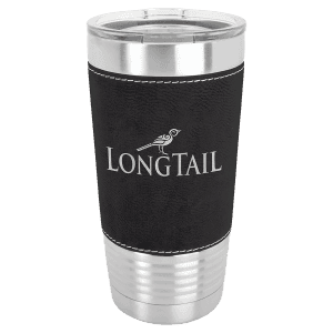 Black/Silver 20 oz. Polar Camel Leatherette Grip Tumbler with Standard Lid