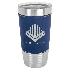 Blue/Silver 20 oz. Polar Camel Leatherette Grip Tumbler with Standard Lid
