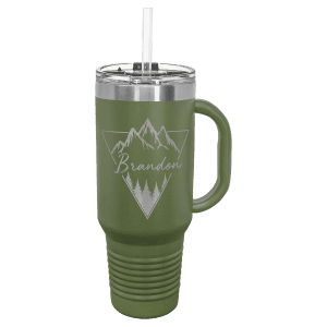 Olive Green 40 oz. Polar Camel Travel Mug with Snap Lid and Straw