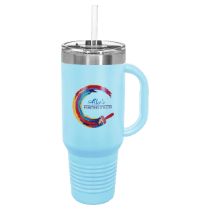 Light Blue 40 oz. Polar Camel Travel Mug with Snap Lid and Straw