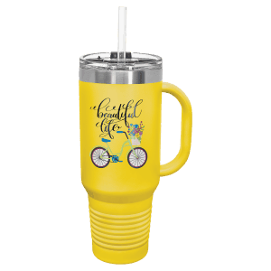 Yellow 40 oz. Polar Camel Travel Mug with Snap Lid and Straw