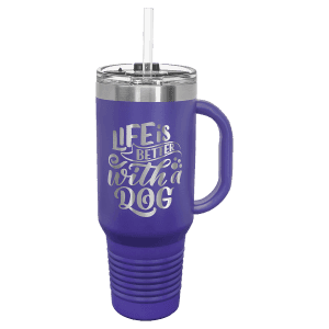 Purple 40 oz. Polar Camel Travel Mug with Snap Lid and Straw