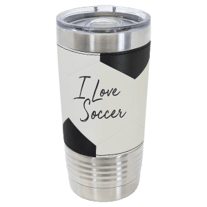 Soccer 20 oz. Polar Camel Leatherette Grip Sports Tumbler with Slider Lid