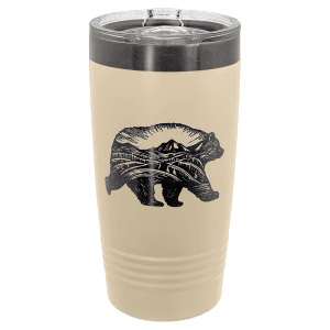 Warm Sand/Ghost Black 20 oz. Polar Camel ION-Plated Ringneck Tumbler with Slider