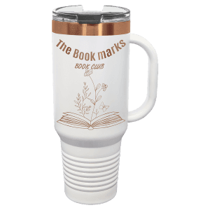 White/Rose Gold 40 oz. Polar Camel Travel Mug with Snap Lid and Straw