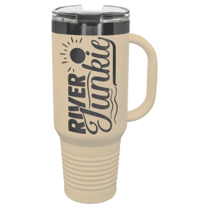 Warm Sand/Ghost Black 40 oz. Polar Camel Travel Mug with Snap Lid and Straw