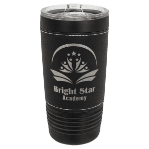 Black/Silver on Black 20 oz. Polar Camel Leatherette Grip Tumbler/Slider Lid