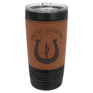 Rawhide on Black 20 oz. Polar Camel Leatherette Grip Tumbler with Slider Lid