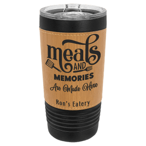 Bamboo on Black 20 oz. Polar Camel Leatherette Grip Tumbler with Slider Lid