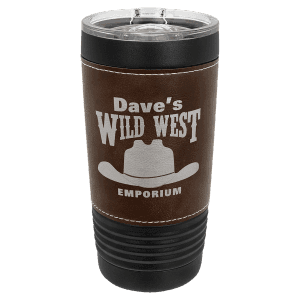 Rustic/Silver on Black 20 oz. Polar Camel Leatherette Grip Tumbler w/Slider Lid