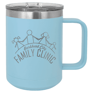 Light Blue 15 oz. Polar Camel Coffee Mug with Slider Lid