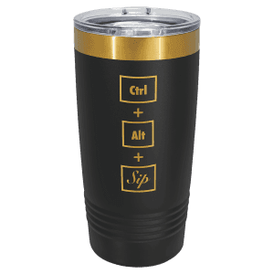 Black/Bright Gold 20 oz. Polar Camel ION-Plated Ringneck Tumbler with Slider Lid
