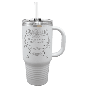 White 32 oz. Polar Camel Travel Mug with Snap Lid and Straw